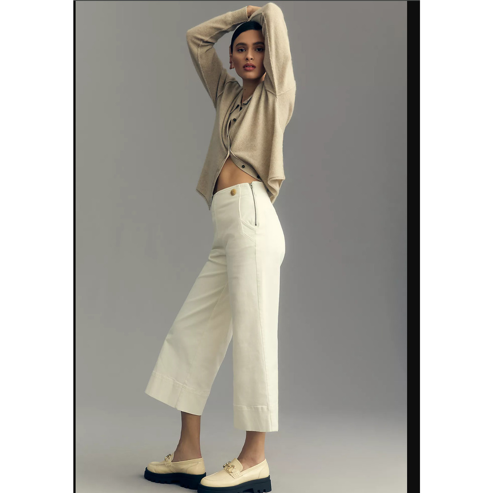 Anthropologie Cream Wide Leg Pants